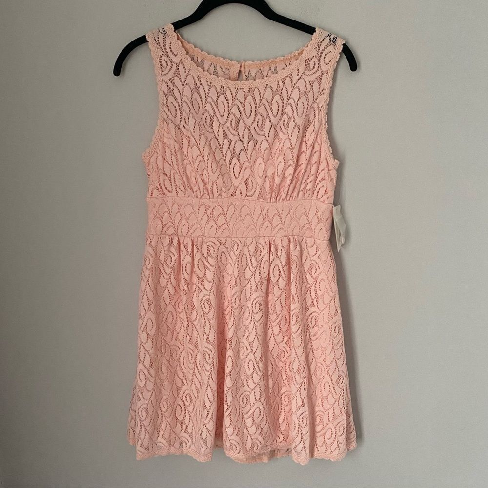 B. Darlin Juniors’ Lace Fit and Flare Mini Dress